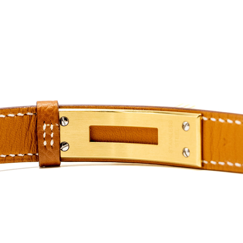 Hermes Kelly PM Cad Watch Epsom Gold GHW Stamp Y