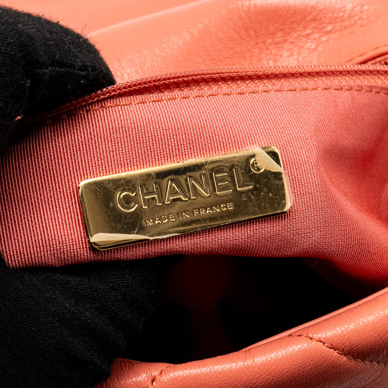 Chanel Small 19 Bag Shiny Goatskin Coral Multicolour Hardware