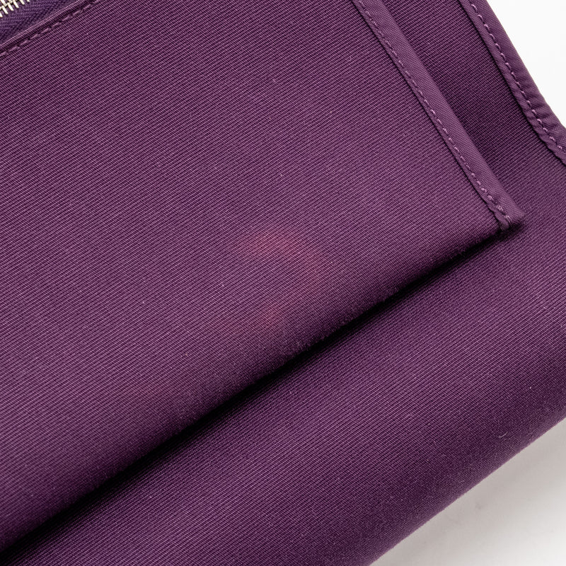 Hermes Herbag 31 Zip Bag Canvas / Hunter Leather Cassis Purple SHW Stamp Square P