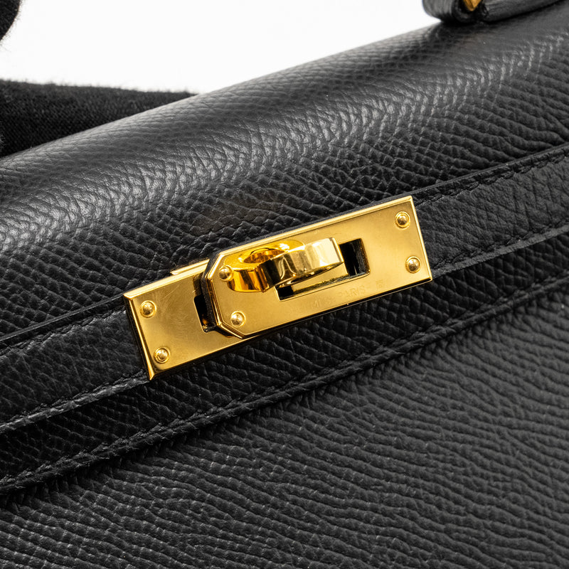 Hermes Mini Kelly II Epsom Black GHW Stamp Z