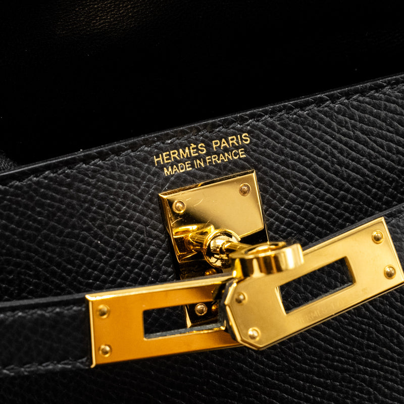 Hermes Mini Kelly II Epsom Black GHW Stamp Z