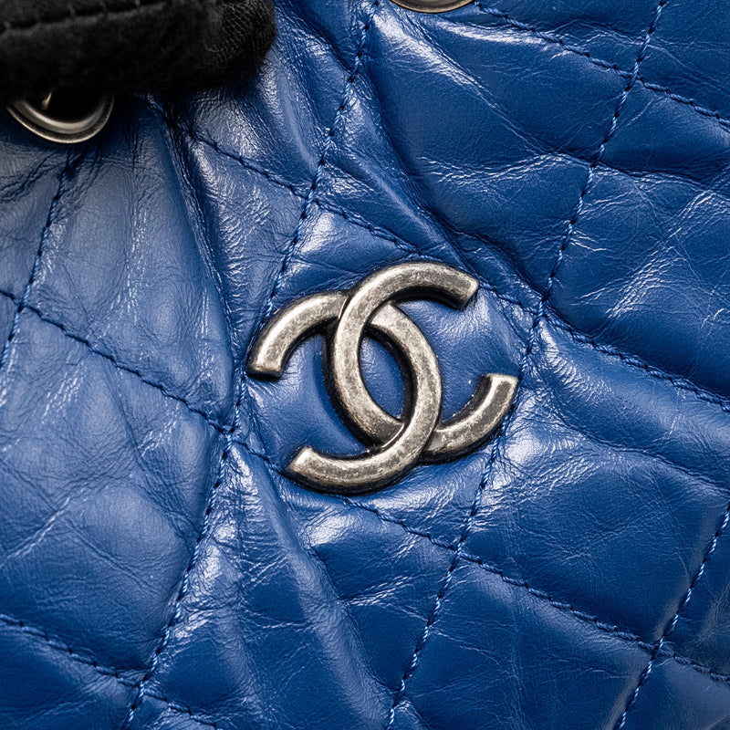 Chanel Gabrielle Backpack Aged Calfskin BLUE Multicolour Hardware