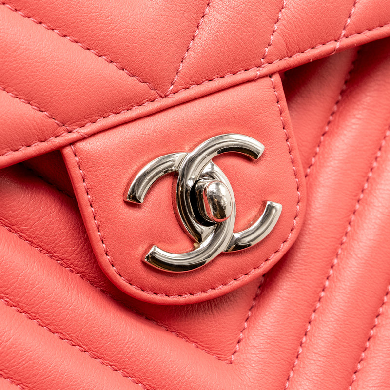 Chanel Small Urban Spirit Backpack Chevron Calfskin Pink SHW