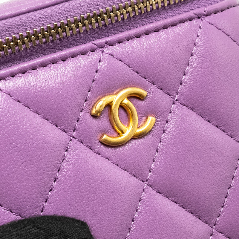 CHANEL Pearl Crush Mini Vanity With Chain Lambskin Purple GHW