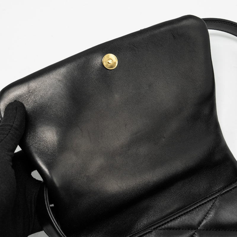 Saint Laurent/YSL LE 57 Quilted Hobo Shoulder Bag Lambskin Black Multicolour Hardware