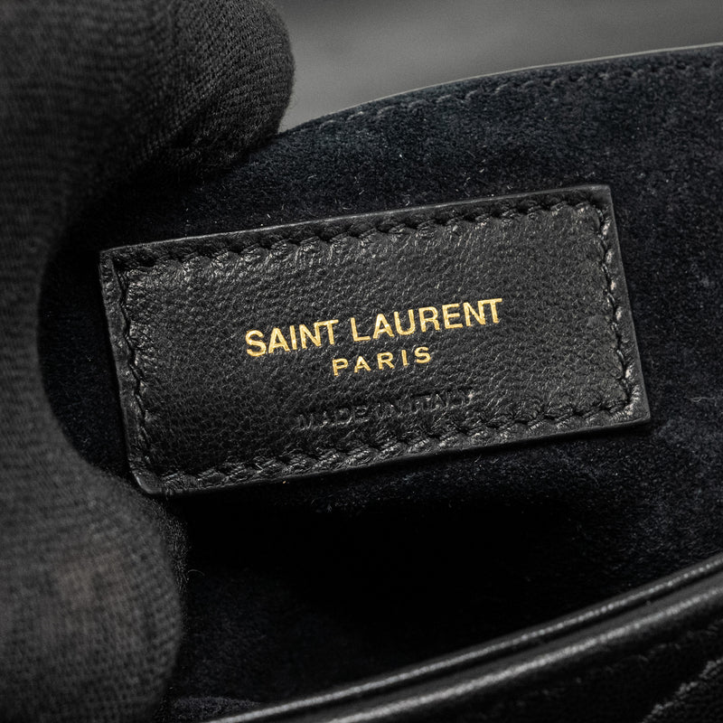 Saint Laurent/YSL LE 57 Quilted Hobo Shoulder Bag Lambskin Black Multicolour Hardware