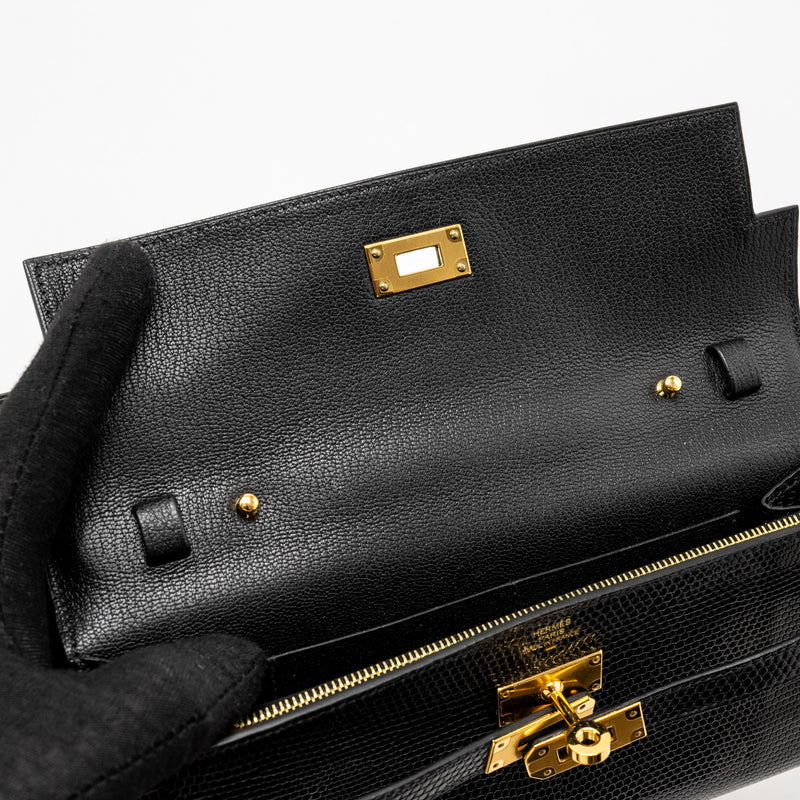 Hermes Kelly To Go Lizard Niloticus Lisse Black GHW Stamp U