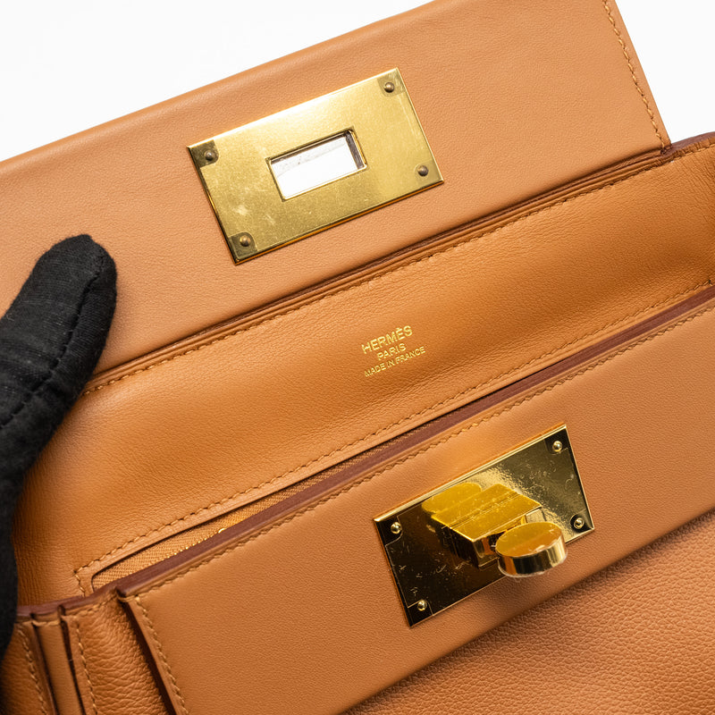 Hermes Mini 24/24 2424-21 Bag Evercolor/ Swift Gold GHW Stamp B