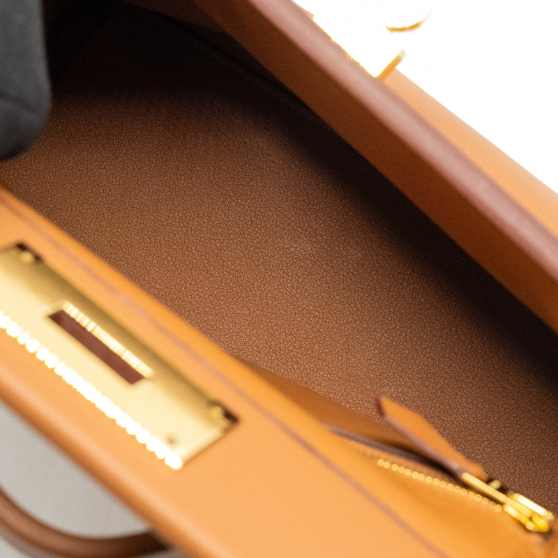 Hermes Mini 24/24 2424-21 Bag Evercolor/ Swift Gold GHW Stamp B