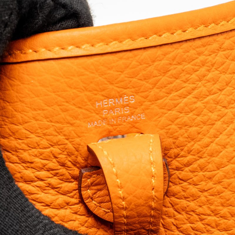 Hermes Mini Evelyne Clemence Orange SHW Stamp W