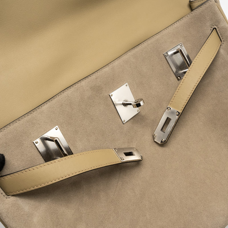 Hermes Maxi Kelly 42 Grizzly/Swift Gris Caillou / Beige Marfa SHW Stamp W