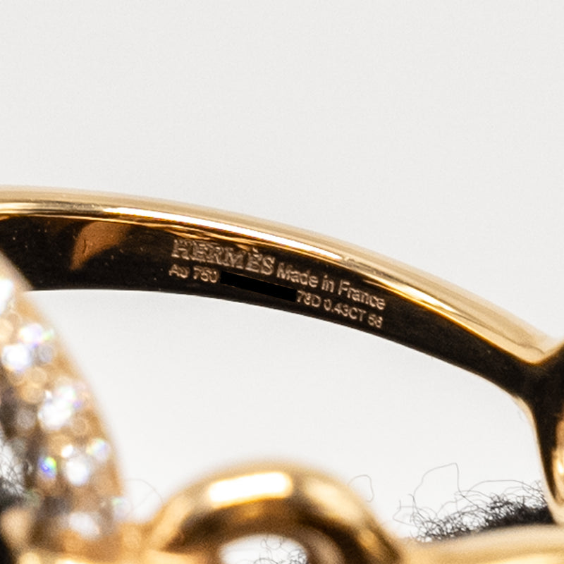 Hermes Size 56 Diler D’or Double Ring, Large Model, Rose Gold/Diamonds