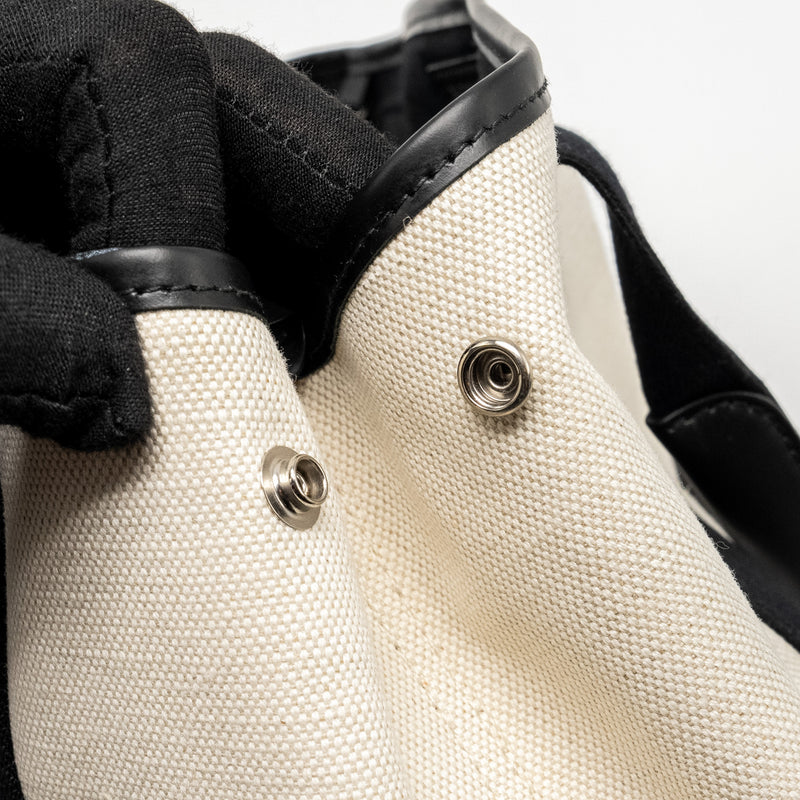 Balenciaga Cabas Tote Bag Canvas/Calfskin Natural/Black SHW