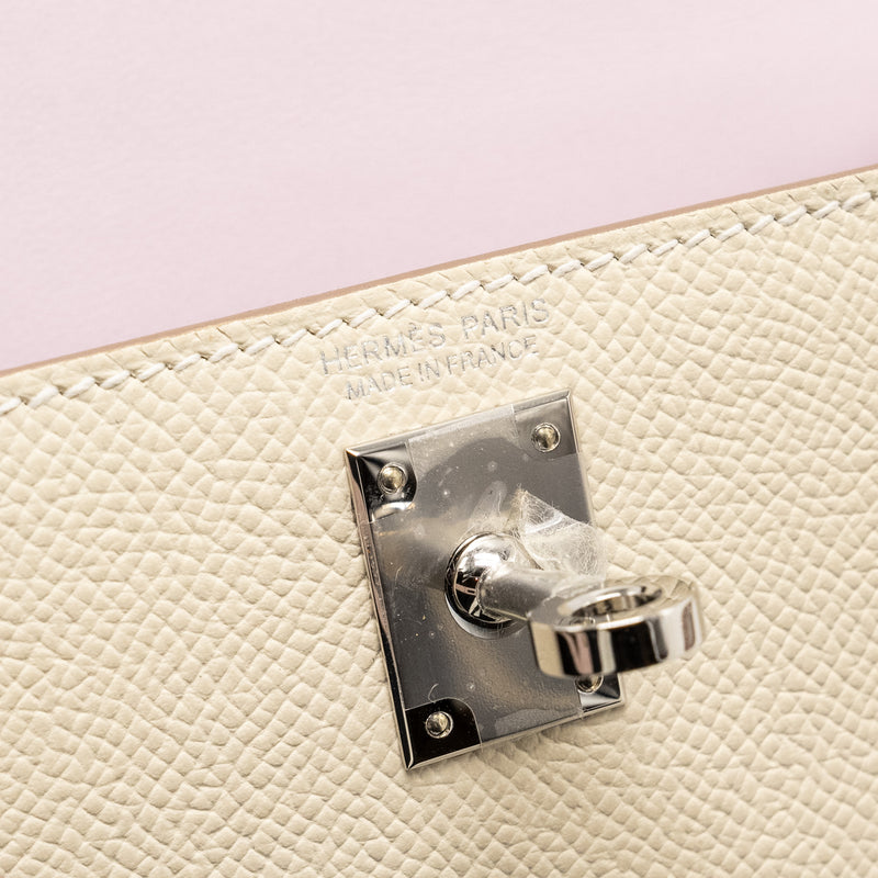 Hermes Mini Kelly II Epsom Craie/Mauve Pale/Gold SHW Stamp B