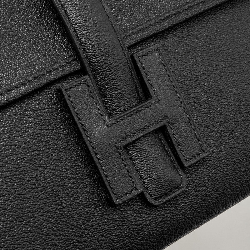 HERMES Jige Elan 29 Chèvre Chandra Black Stamp C