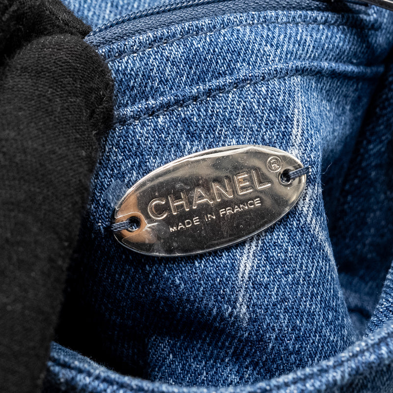 Chanel Mini Square flap bag denim blue SHW