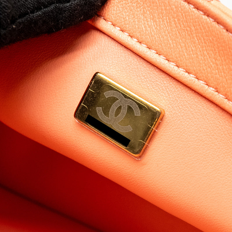 Chanel Pearl Crush Mini Square Lambskin Coral GHW (Microchip)