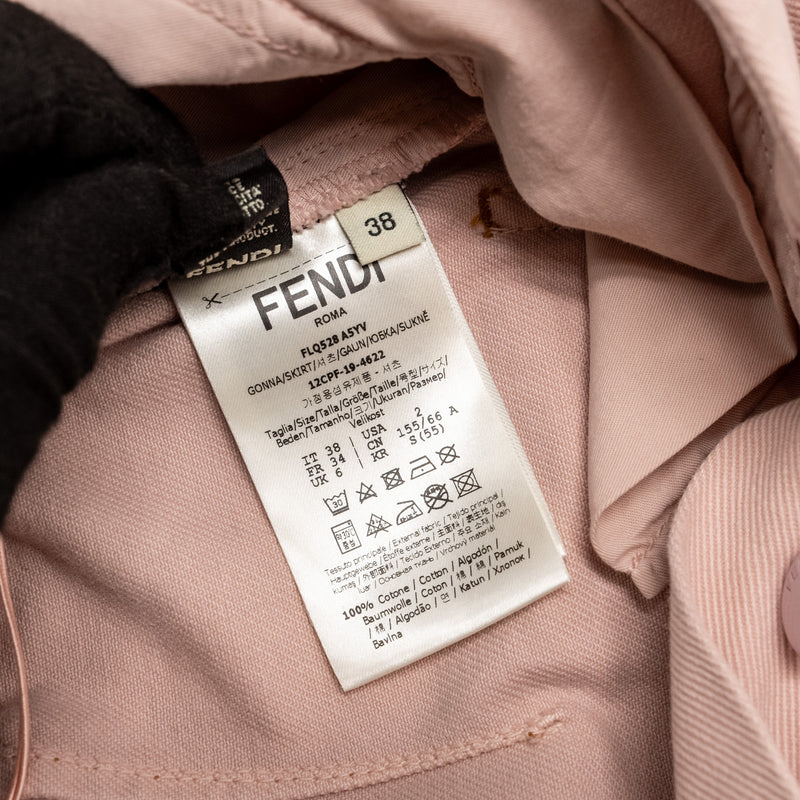 Fendi Size 38 Denim Jacket and Skirt Cotton/Calfskin Pink