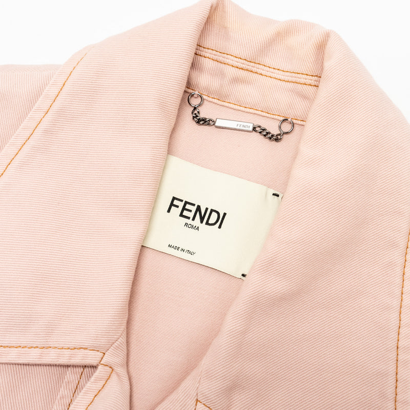 Fendi Size 38 Denim Jacket and Skirt Cotton/Calfskin Pink