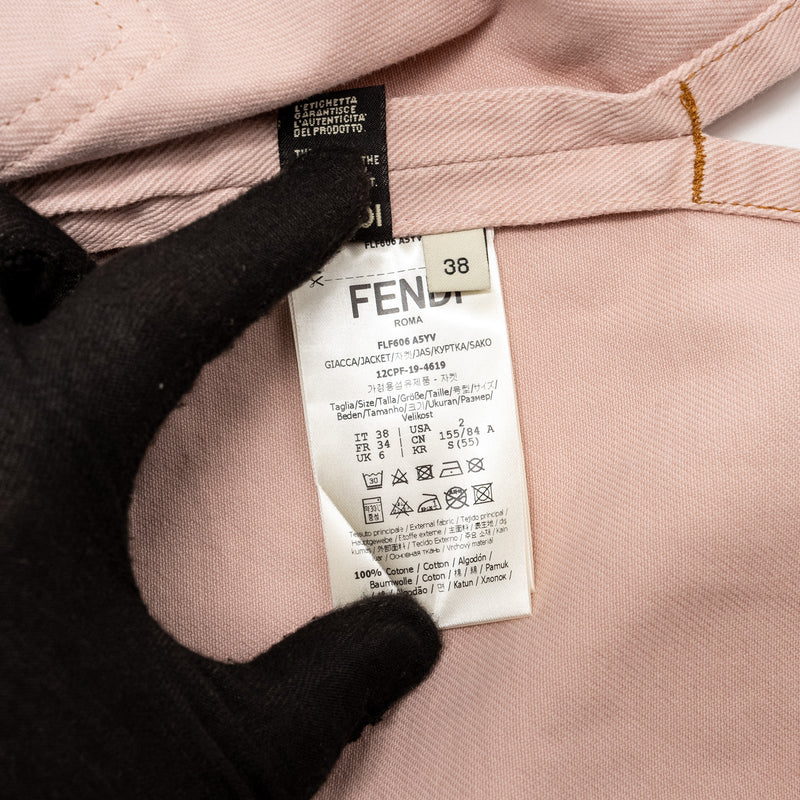 Fendi Size 38 Denim Jacket and Skirt Cotton/Calfskin Pink