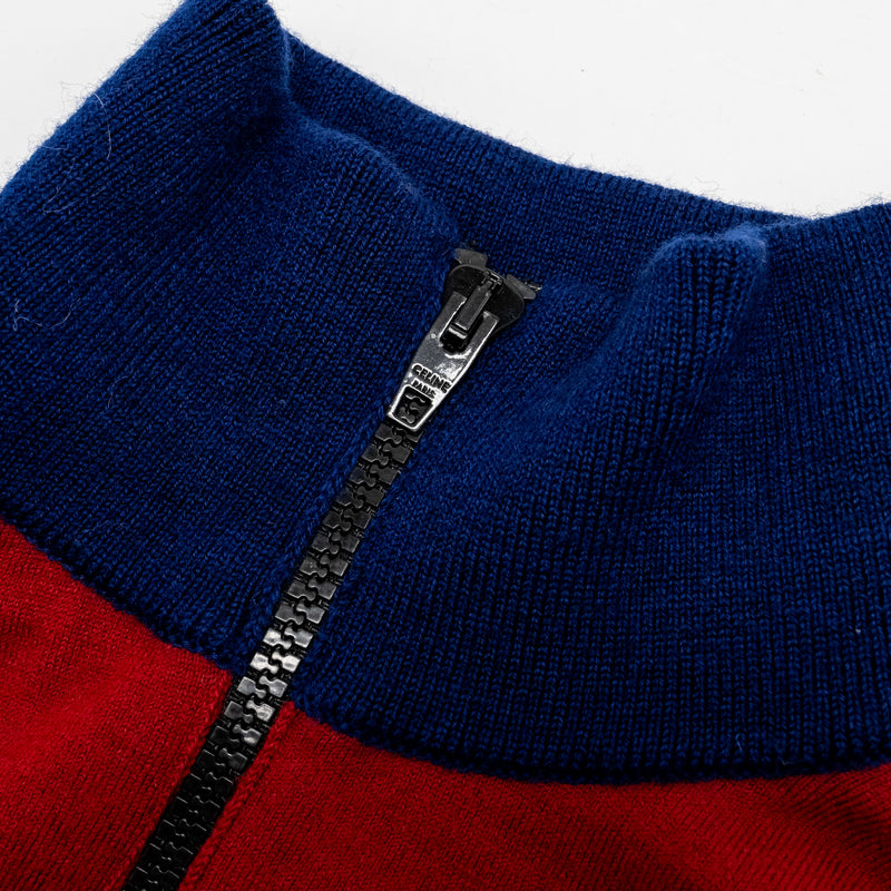 Celine Size S Triomphe Zip Jacket Wool Red/Navy/White