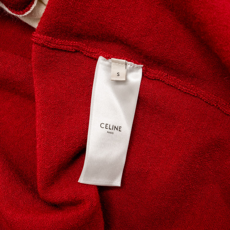 Celine Size S Triomphe Zip Jacket Wool Red/Navy/White