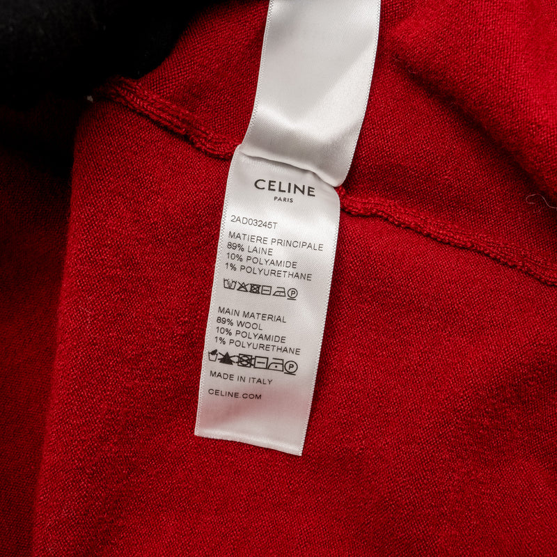 Celine Size S Triomphe Zip Jacket Wool Red/Navy/White