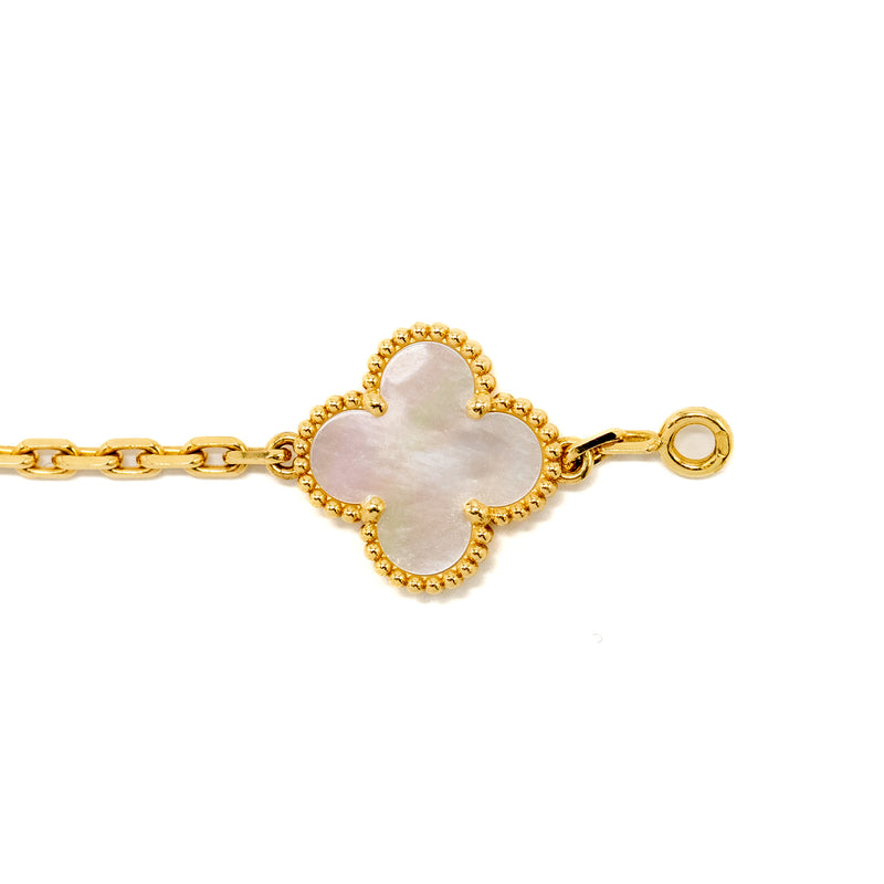 Van Cleef and Arpels vintage Alhambra Bracelet, 5 Motifs 18K Yellow Gold, mother of pearl