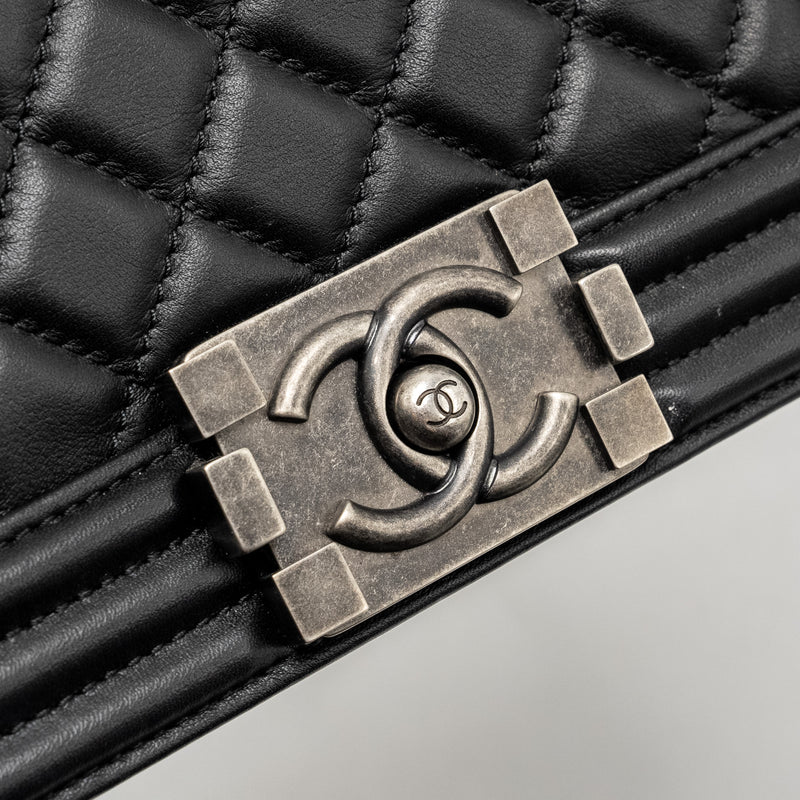 Chanel Small Boy Bag Calfskin Black Ruthenium Hardware