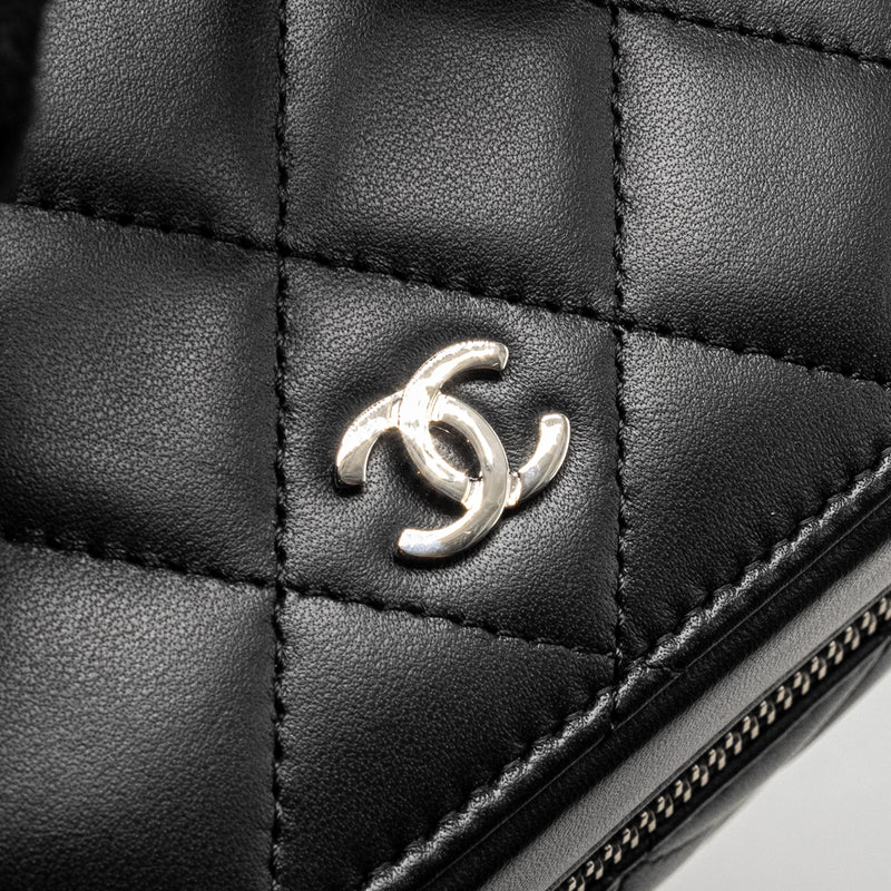 CHANEL Quilted Vanity Case Lambskin Black SHW