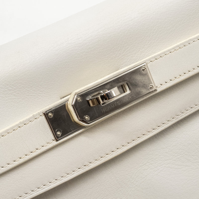 Hermes Kelly 28 Evercolor Blanc SHW Stamp Square K