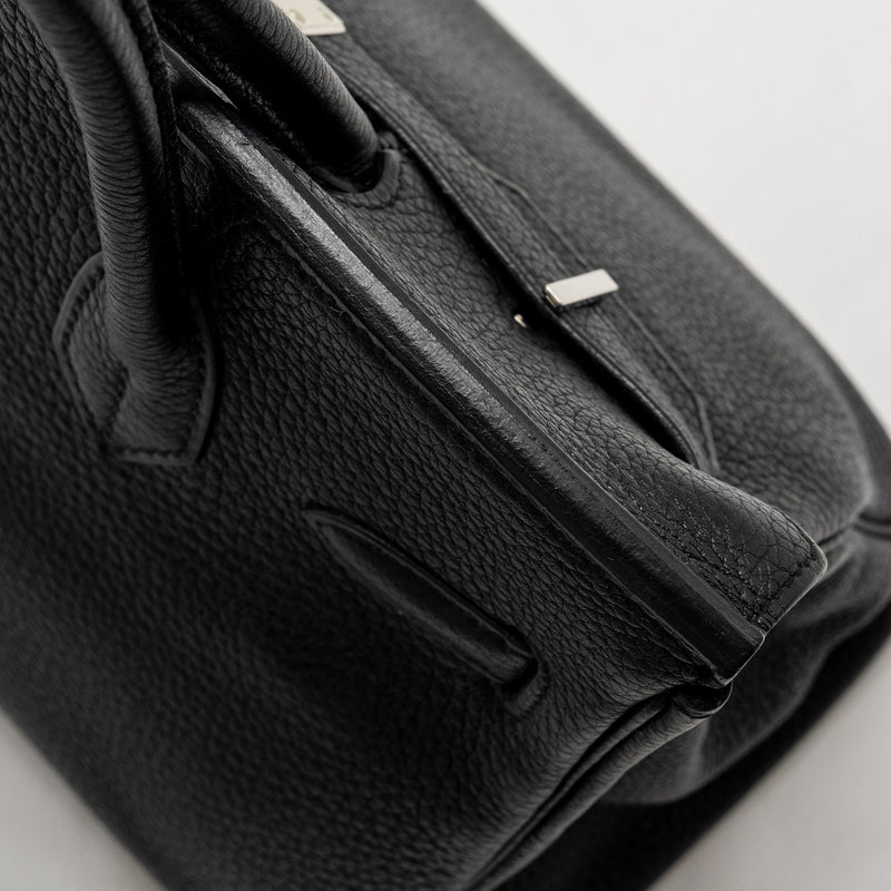 Hermes Birkin 30 Clemence Black SHW Stamp Square L