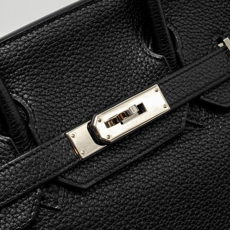Hermes Birkin 30 Clemence Black SHW Stamp Square L
