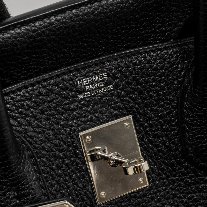 Hermes Birkin 30 Clemence Black SHW Stamp Square L