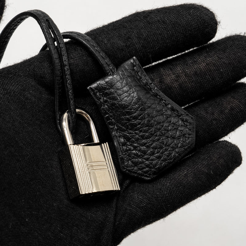 Hermes Birkin 30 Clemence Black SHW Stamp Square L