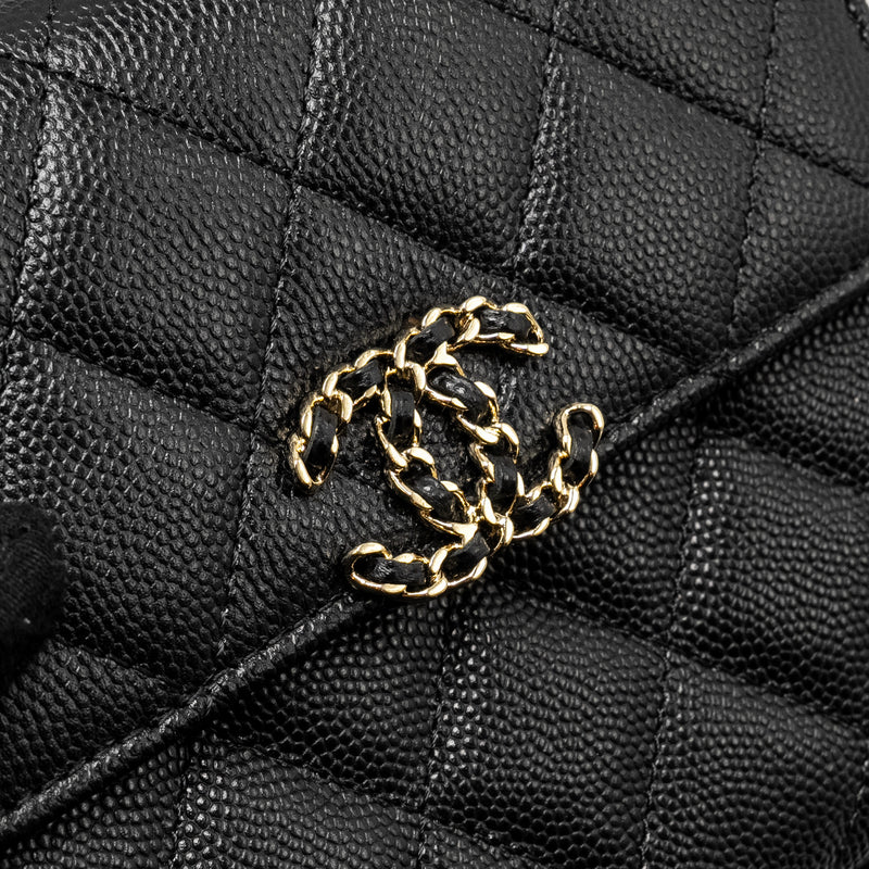 Chanel Top Handle Mini Flap Bag with Chain caviar black LGHW (microchip)