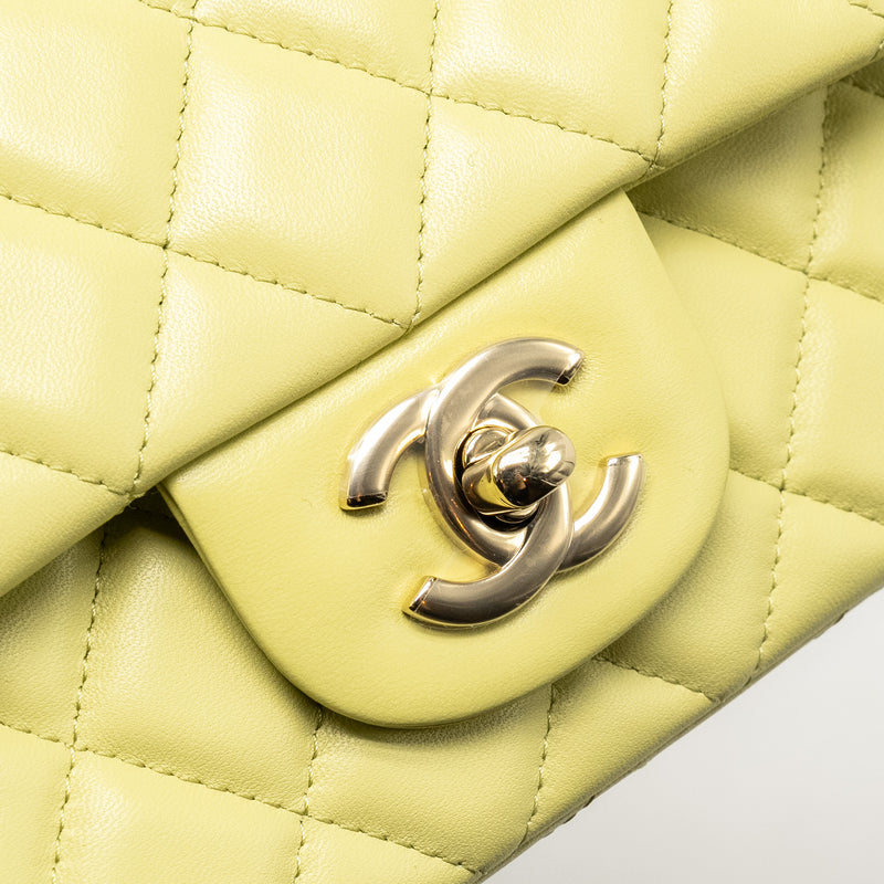 Chanel Mini Rectangular Flap Bag Lambskin Pistachio LGHW (Microchip)