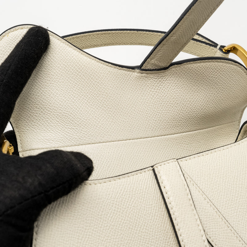 Dior Mini Saddle Bag Calfskin White GHW