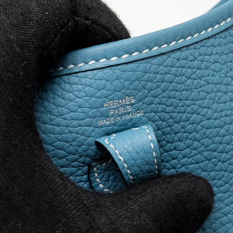 Hermes Mini Evelyne Clemence New Blue Jean SHW Stamp W