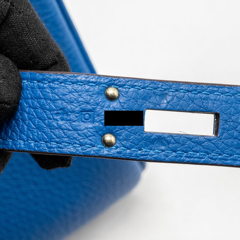 Hermes Shoulder Kelly Clemence Blue SHW Stamp Square O
