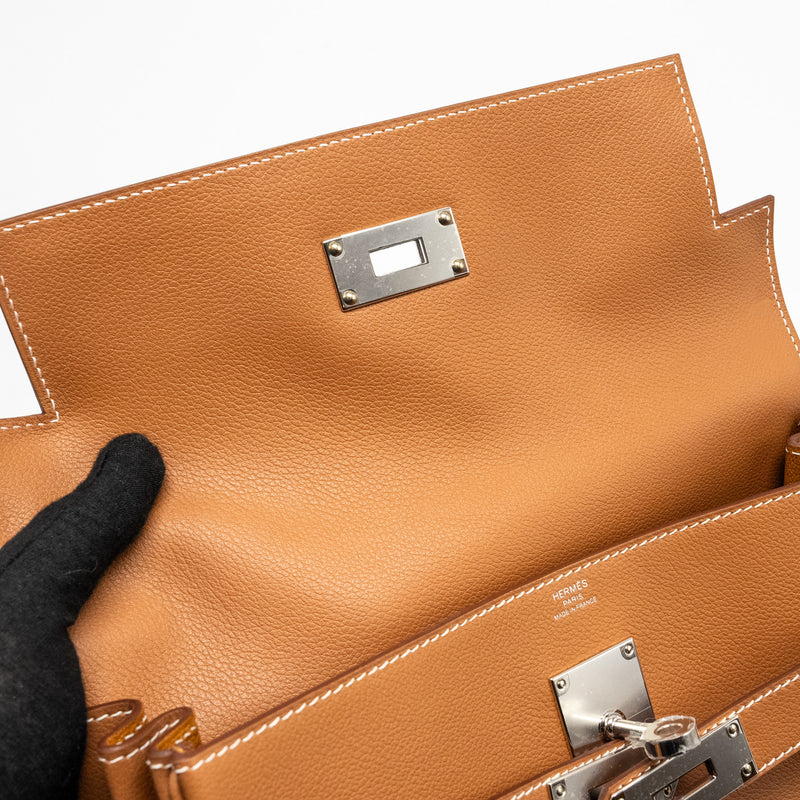 HERMES KELLY Messenger PM Bag Evercolor Gold SHW Stamp W
