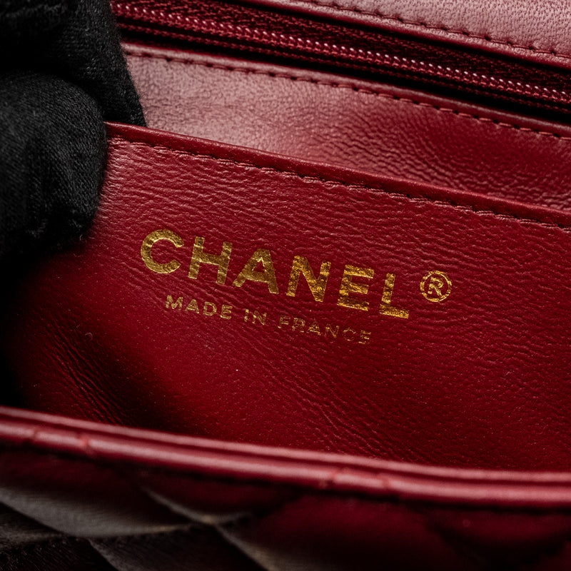 Chanel Top Handle Mini Rectangular Flap Bag Lambskin Burgundy LGHW (Microchip)