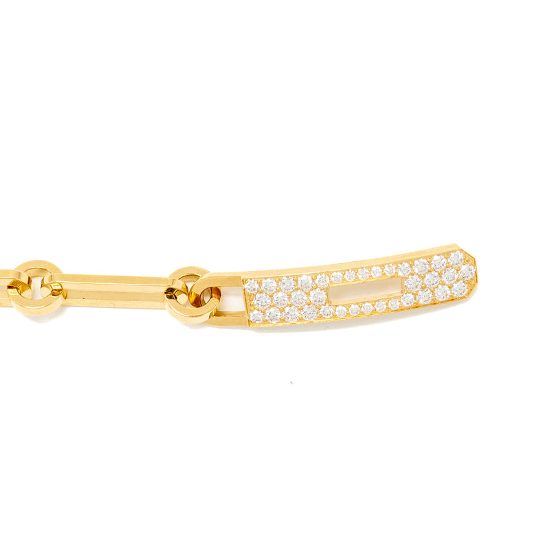 Hermes size SH Kelly Chaine Bracelet, small model yellow gold, diamonds