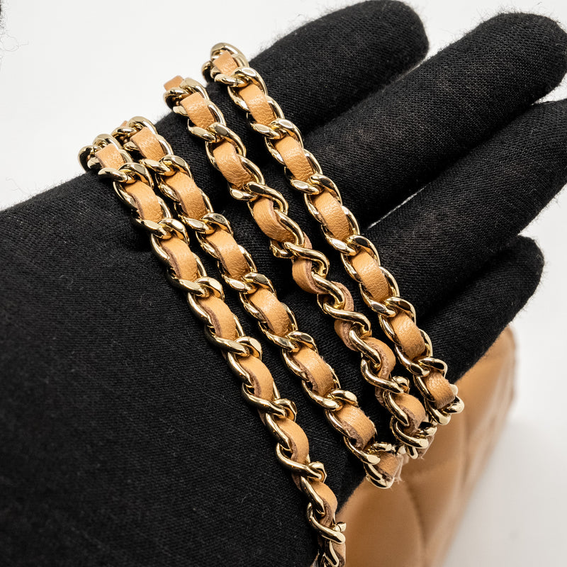 Chanel Top Handle Mini Flap Bag Lambskin Caramel LGHW (Microchip)
