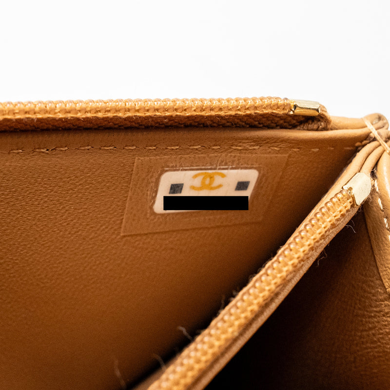 Chanel Top Handle Mini Flap Bag Lambskin Caramel LGHW (Microchip)