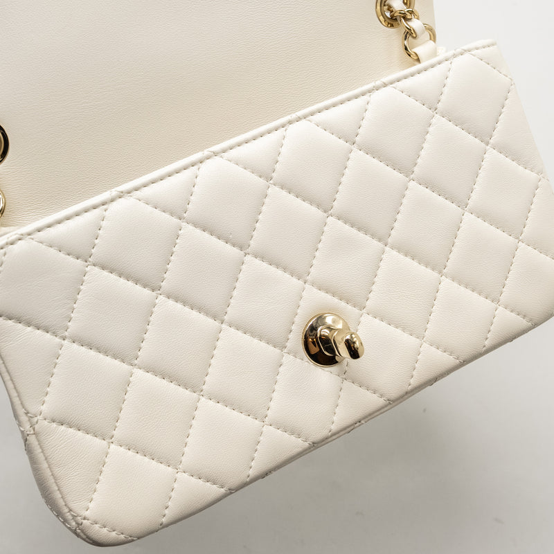 Chanel 23C Pearl Crush Mini Rectangular Flap Bag Lambskin White LGHW (Microchip)