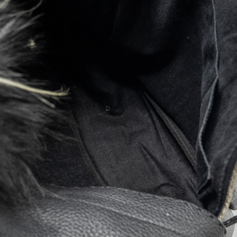 FENDI Large Backpack Calfskin/ Fur/ Crocodile Multicolor SHW