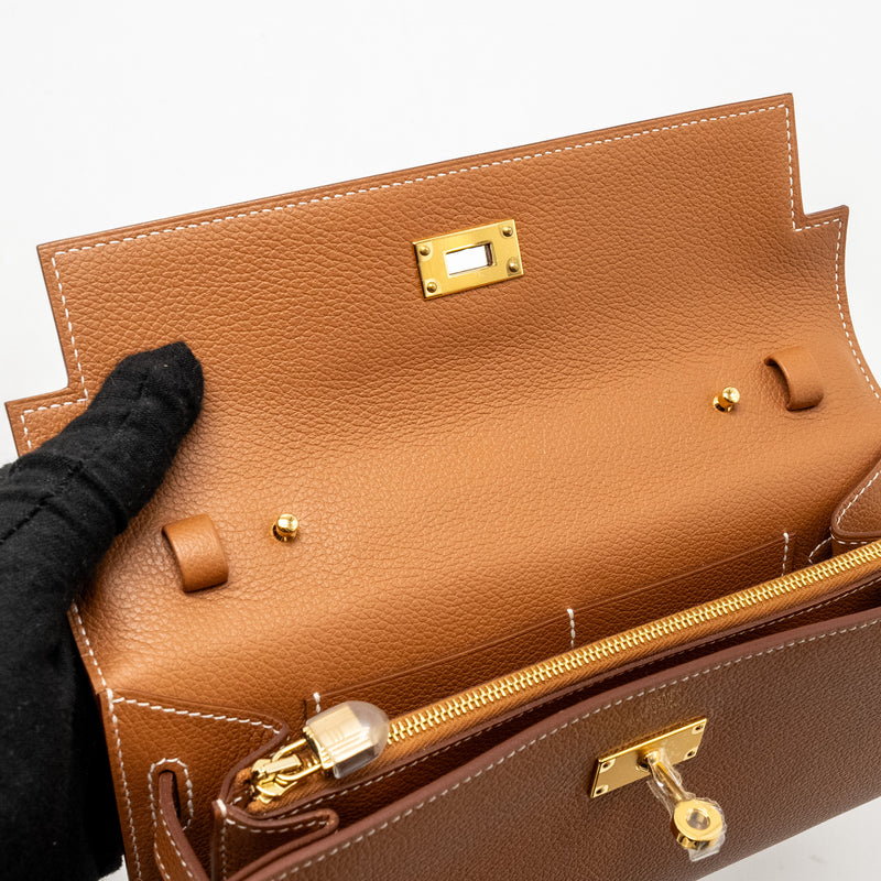 Hermes Kelly to Go Evercolor Gold GHW Stamp B