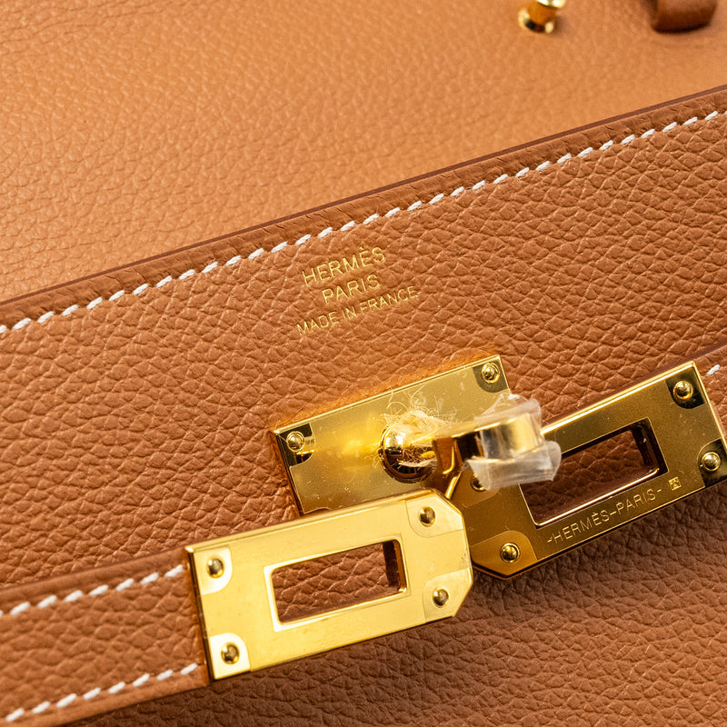 Hermes Kelly to Go Evercolor Gold GHW Stamp B