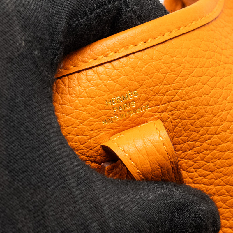 Hermes Mini Evelyne Clemence Orange GHW Stamp B